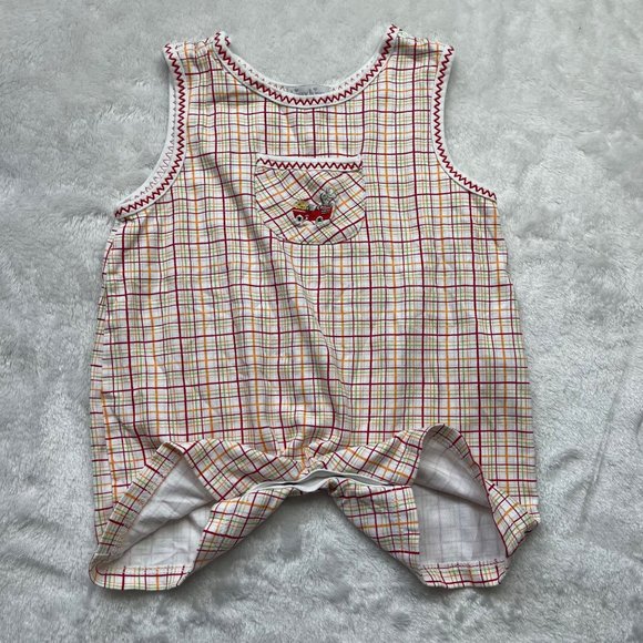 Kissy Kissy Unisex, Gender Neutral Plaid Tractor Embroidered Romper 12-18 Months - Picture 9 of 10